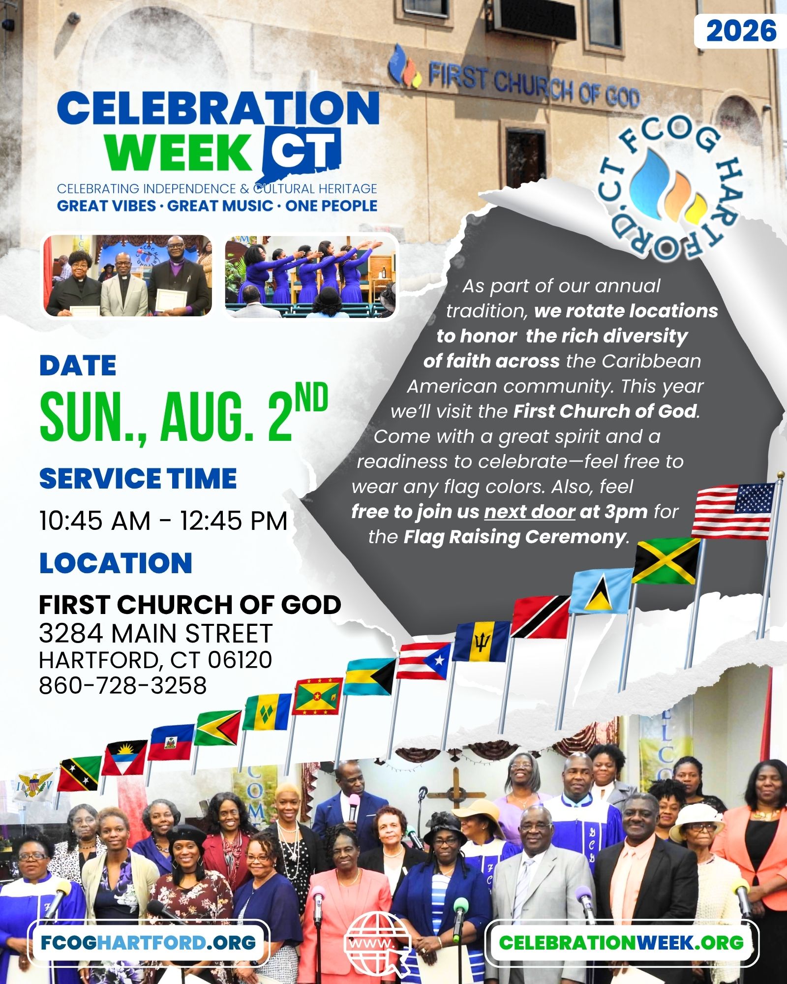 Celebration Week 2026 - KICK CHURCH SERVICE - FIRST CHURCH OF GOD - Hartford, CT